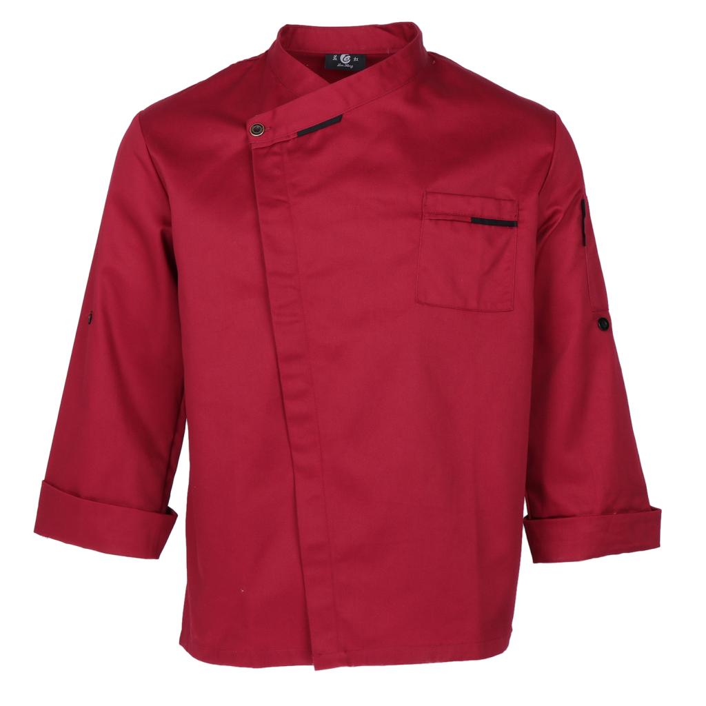Maxbell Unisex Chef Jackets Coat Long Sleeves Shirt Kitchen Uniforms Red XL
