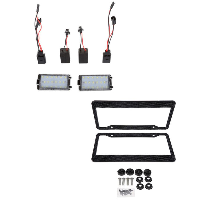 Maxbell 2x LED License Number Plate Light for Ibiza Leon + License Plate Frame Black