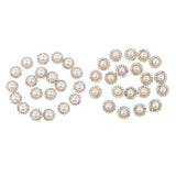 Maxbell 40x Faux Pearl Buttons Rhinestone Embellishments Flatback for DIY 10mm+8mm
