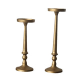 Maxbell 2 Pieces Pillar Candle Holders Iron Candlestick for Christmas Events Dinning Gold