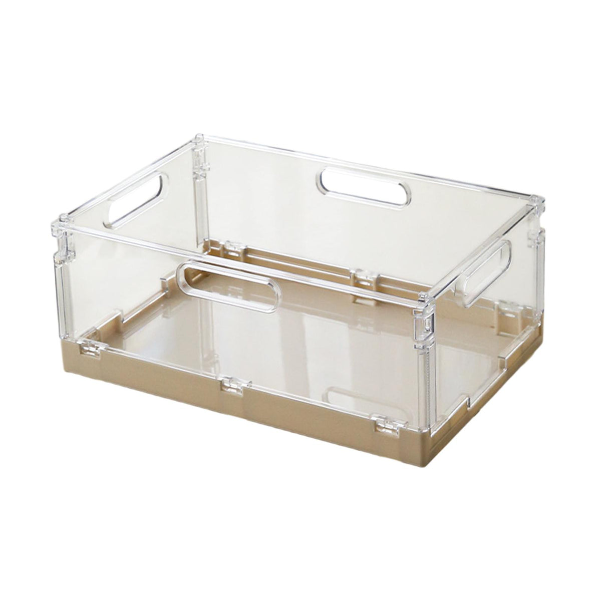 Maxbell Foldable Desktop Storage Basket Folding for Office Supplies Bathroom Cabinet Khaki M