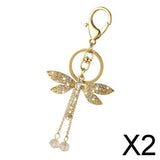 Maxbell 2xCrystal Dragonfly Charm Pendant Key Ring Key Chain