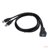 10pcs USB3.0 Male to Female Car Auto Dashboard Flush Mount Adapter Cable