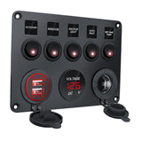 Maxbell 5 Gang Rocker Switch Panel Multifunction for Automotive Yacht Motorboat red light