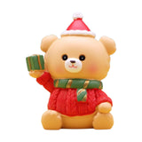 Christmas Statue Festival Artwork Resin Figurine for Bookshelf Cabinet Patio Christmas Bear