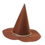 Halloween Witch Hat Felt Pointed Cap for Fancy Dress Stage Show Themed Party Brown