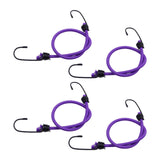 Maxbell 4Pcs Mini Bungee Cord Elastic Rope with Hooks for Camping Tents Hunting Purple 50cm