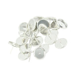Maxbell 48Pcs Round Earring Blank Bezel Setting For 12mm Finding Copper&Silver White
