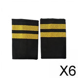 Maxbell 6xAirline Epaulets Traditional with Gold Stripes Officer Shoulder Boards two bars