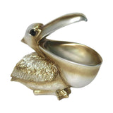Maxbell Pelican Figurine Decorative Animal Sculpture for Table Entrance Decor Gray Gold