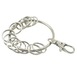 Maxbell 8xLarge Round Alloy Key Chain Keyring Holder Silver