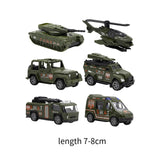 Maxbell 6 Pieces Alloy Vehicle Pull Back and Go Toys Green Metal Body Physical Power Style B