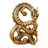 Maxbell Brass Dragon Figurine Feng Shui Brass Decor for Book Shelf Bookcase Tabletop