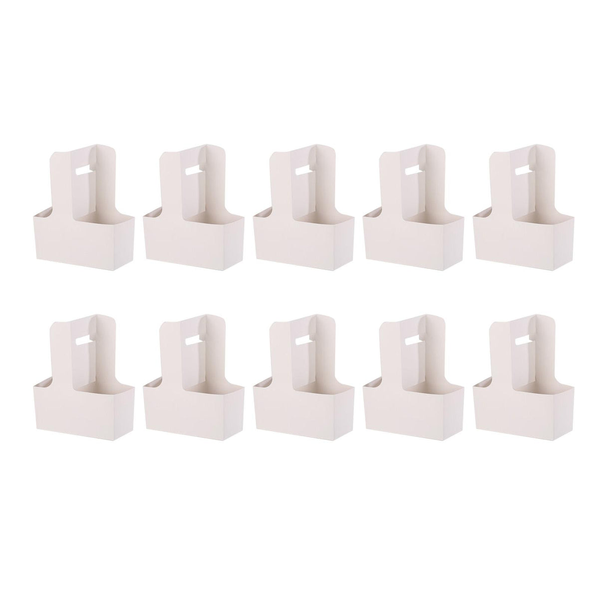 Maxbell 10 Pieces Drink Carrier with Handle Foldable for Bubble Tea Juice Milkshakes White