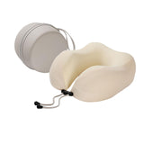 Maxbell Travel Neck Pillow Adjustable Foldable Soft Neck Support for Home Car Office Beige