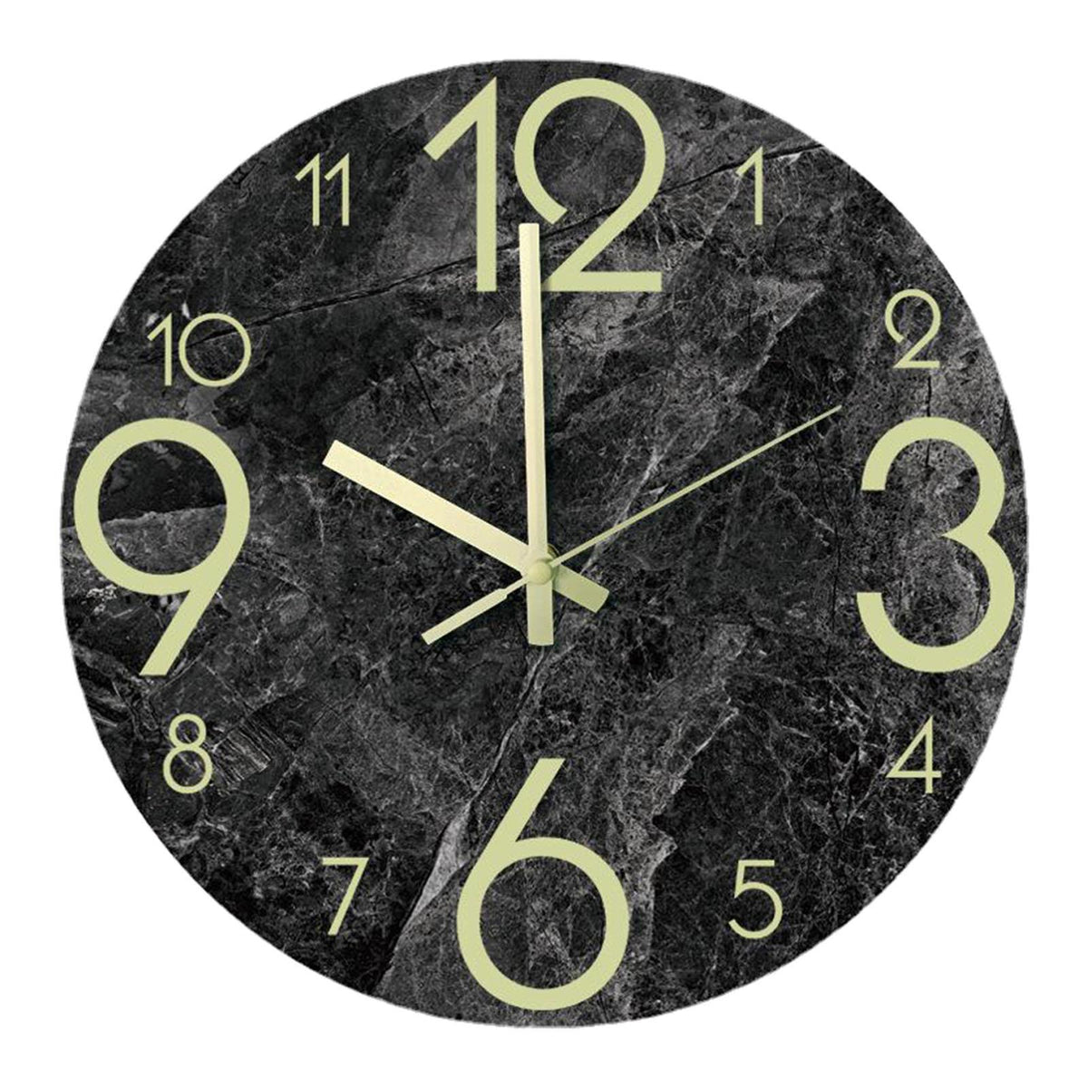 Maxbell Maxbell 12'' Luminous Glow Mute Wall Clock Silent Dark Quartz Bedroom Night Clock Black