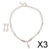 Maxbell 3xWedding Party Bridal Jewelry Rhinestone Diamante Pearls Necklace Earring c