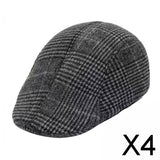 Maxbell 4xBeret Hat Autumn Winter Classic Plaid Flat Cap for Outdoor Driving Traveling Dark Gray Adult