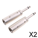 Maxbell 2x2 Pack XLR 3-Pin Male to 1/4" 6.35mm Mono Male Jack Audio Mic Adapter