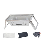 Maxbell Stainless Steel Barbecue Grill Tabletop Party BBQ Grill for BBQ Outside Home 42cmx21.5cmx17cm