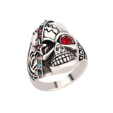 Maxbell Maxbell Male Jewelry Individual Punk Skull Ring Antique Silver Crystal Mens Ring