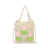 Maxbell Floral Crocheted Crossbody Bag Travel Working Ladies Gift Handwoven Tote Bag tulip