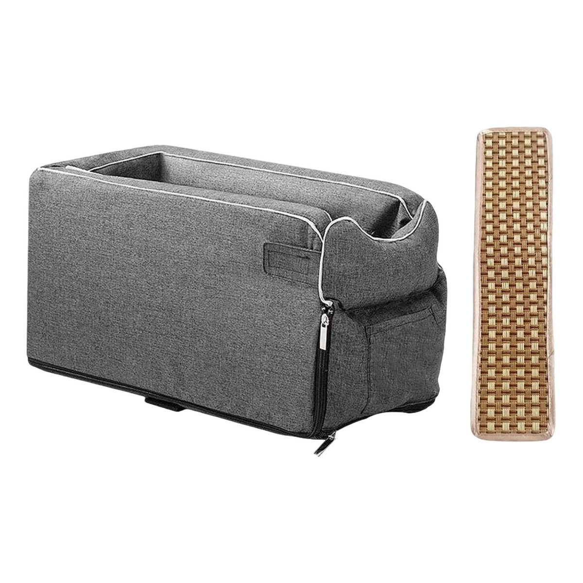 Maxbell Portable Car Console Dog Seat with Adjustable Straps for Small Dogs and Cats Regular with Mat