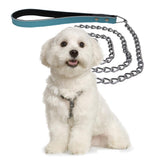 Maxbell Maxbell Pet Harness Dog Leather Iron Chain Safety Noctilucent Pet Supply Blue