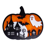 Maxbell Halloween Wooden Pumpkin Plaque Spooky Wood Cutout for Fall Party Favor Wall Style C