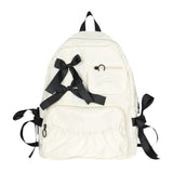 Maxbell School Backpack Fashion with Ribbin Bowknot for Teens Girls Student Backpack White