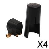 Maxbell 4xPlastic Clarinet Mouthpiece Cover Cap with PU Ligature Clarinet Accessory