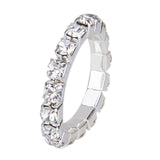 Maxbell 3 Pcs Elastic Silver Tone Single Row Crystal Rhinestone Toe Ring Bridal Jewelry 3mm