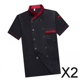 Maxbell 2xUnisex   Jacket Coat Waiter Waitress for Kitchen Hotel Cafe XL Size Black