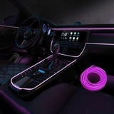 Car Interior Mood Light Strip, Universal Serial Bus, Multicolor, Easy to Install, Flexible Purple 1-to-5 Set