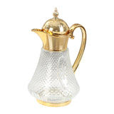 Maxbell Middle Eastern Style Glass Pitcher Glass Water Jug for Office Indoor Outdoor Gold