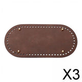 Maxbell 3xDIY Crochet Bag Bottom Pad with Holes Purse Bottom Base PU Leather 12cmx25cm