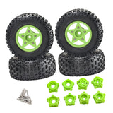 Maxbell 4Pcs 1:8 1:10 Wheels and Tires DIY Supply Rubber Tires Set Hobby Model Truck green