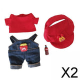 Maxbell 2xDoll Clothes for 15cm Plush Doll Stylish Soft Plush Doll Accessories Cartoon