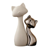 Maxbell 2 Pieces Cat Statue Ceramic Figurine Gift Ornament for Fireplace Desk Office
