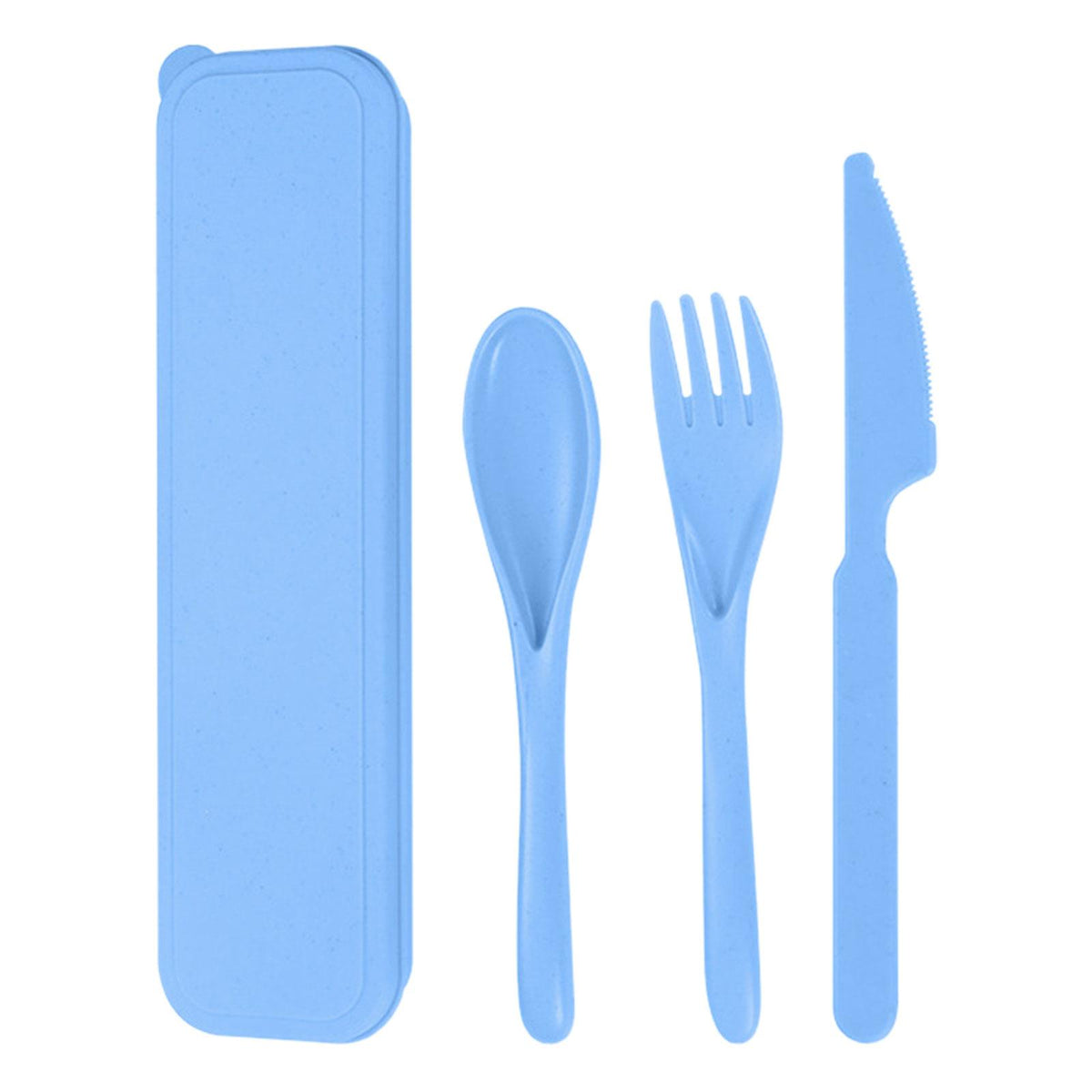 Maxbell Camping Slice Spoon Fork Set Camping Cutlery Set for Restaurant Hiking Hotel Light Blue