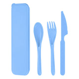 Maxbell Camping Slice Spoon Fork Set Camping Cutlery Set for Restaurant Hiking Hotel Light Blue