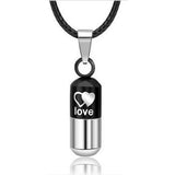 Maxbell 2xStainless Love Pill Keeper Capsule Tablet Pendant Necklace Chain Unisex