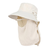 Maxbell Sun Hat with Neck Flap Face Cover Fishing Hat for Camping   Beige