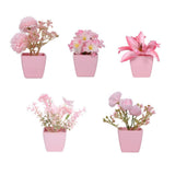 Maxbell 5x Artificial Potted Flowers Faux Flower in Pot for Office Living Room Shelf Style D