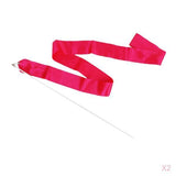 Maxbell 2x Gym Rhythmic Ballet Dance Ribbon Streamer Rod Baton Party Shocking Pink