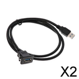 Maxbell 2xCar USB3.0 Extension Panel Flush Mount Cable Dashboard Kit Square 1m