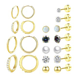 Maxbell 11 Pair Earrings Set Trendy Hoop Earrings for Graduation Engagement Birthday Style D