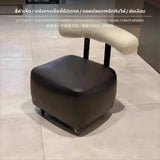 Maxbell Modern Rolling Low Stool, Movable Sofa Ottoman with Backrest, Cat Paw PU Leather, quiet-glide Universal casters, Multipurpose Living Room Small Chair, comfortable Stylish Backrest Black