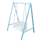 Maxbell 1/12 Patio Swing Miniature Patio Porch Chair for Furnishings Micro Landscape blue and white