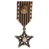 Maxbell 2 Pieces Vintage Crown Star Geometric Medal Badge Fabric Uniform Brooch